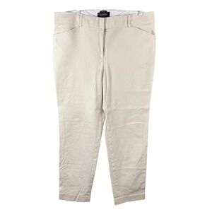 Talbots Hampshire Pants Womens 12 Beige Slim Ankle Dress Chino Stretch Trousers
